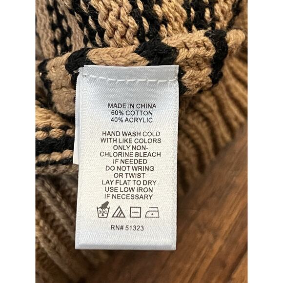 CeCe XL Stripe Shoulder Gold Button Sweater In Cappuccino Brown Black Stripes - Picture 10 of 12